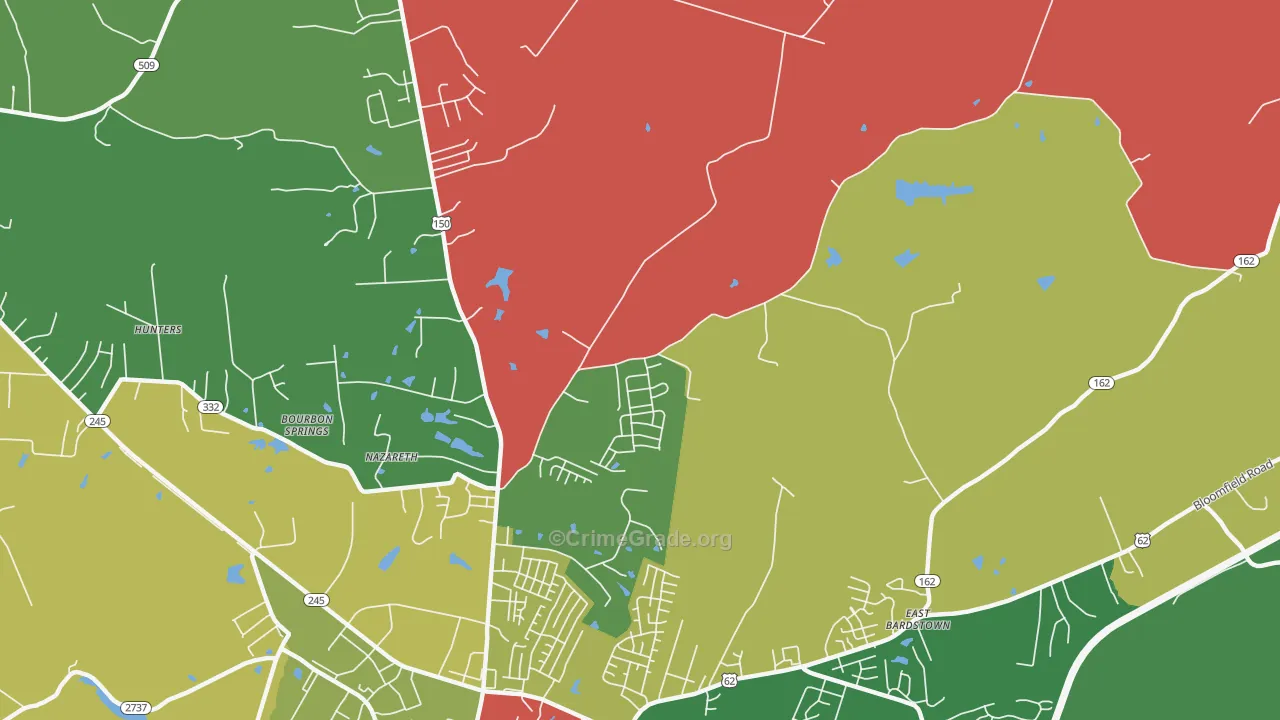 Nazareth, KY Map of Theft Rates