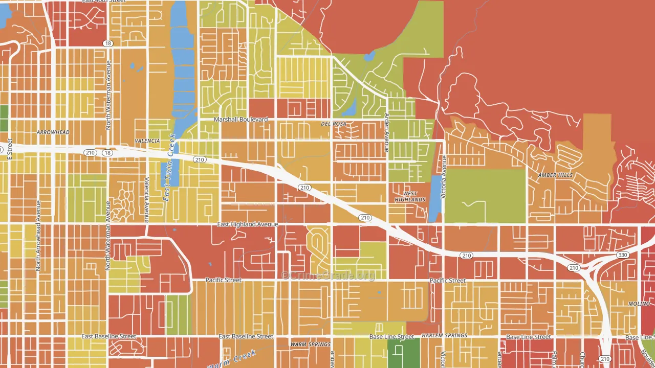 NE-Sterling, San Bernardino, CA Map of Theft Rates