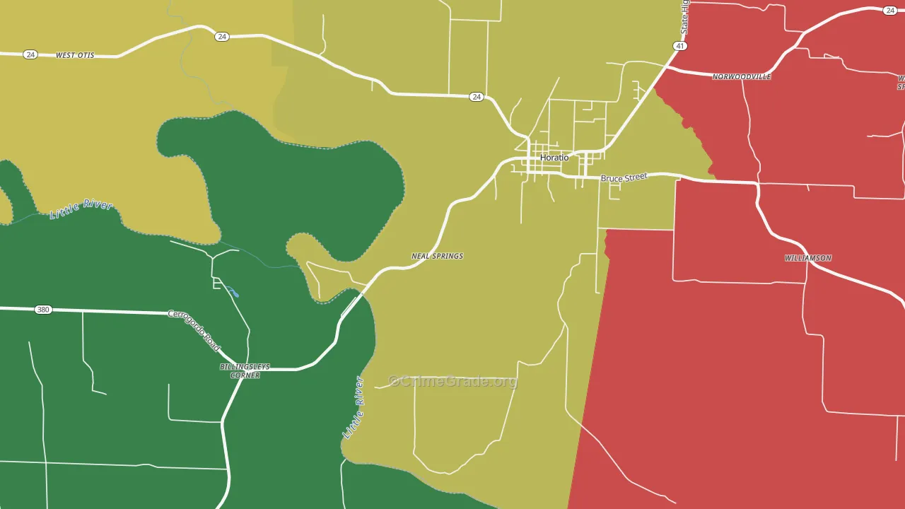 Neal Springs, AR Map of Theft Rates