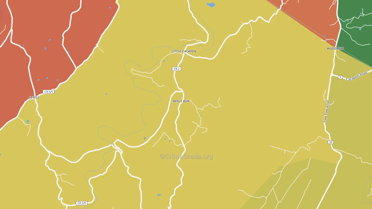 Neals Run, WV Map of Theft Rates