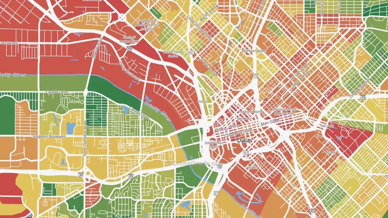 Near East, Dallas, TX Map of Theft Rates