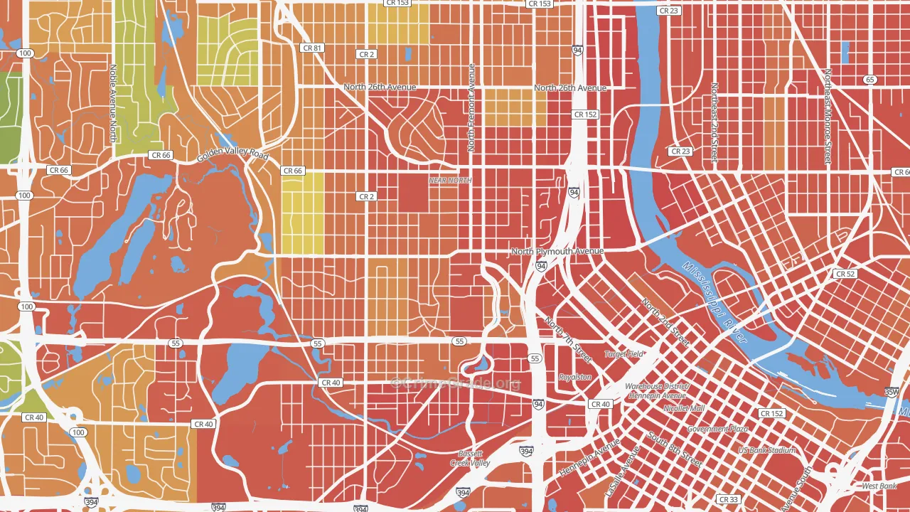 Near North, Minneapolis, MN Map of Theft Rates
