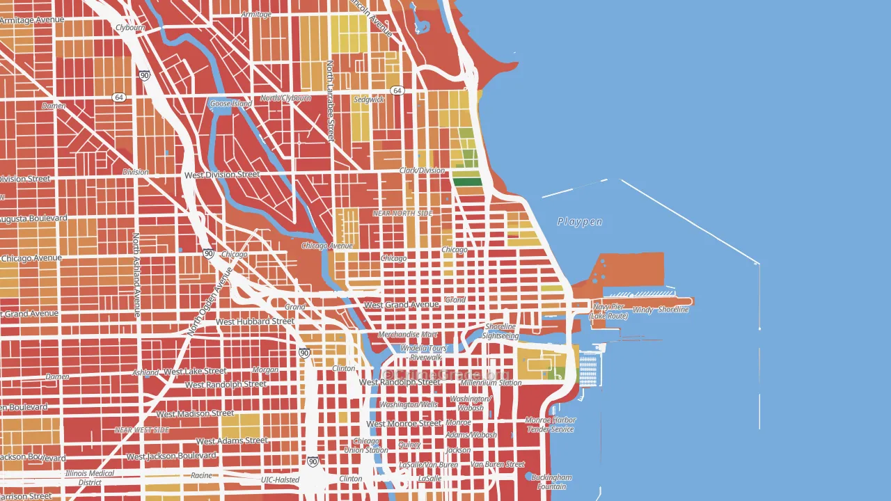 Near North Side, Chicago, IL Map of Theft Rates