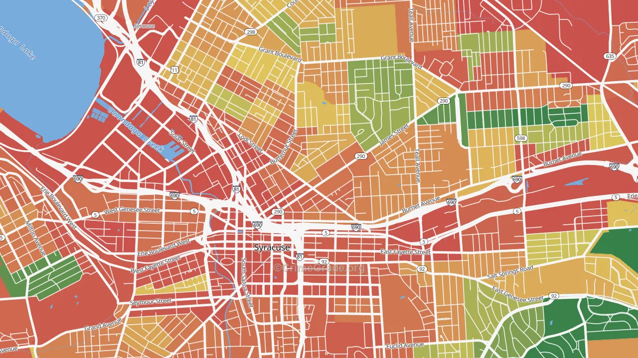 Near Northeast, Syracuse, NY Map of Theft Rates