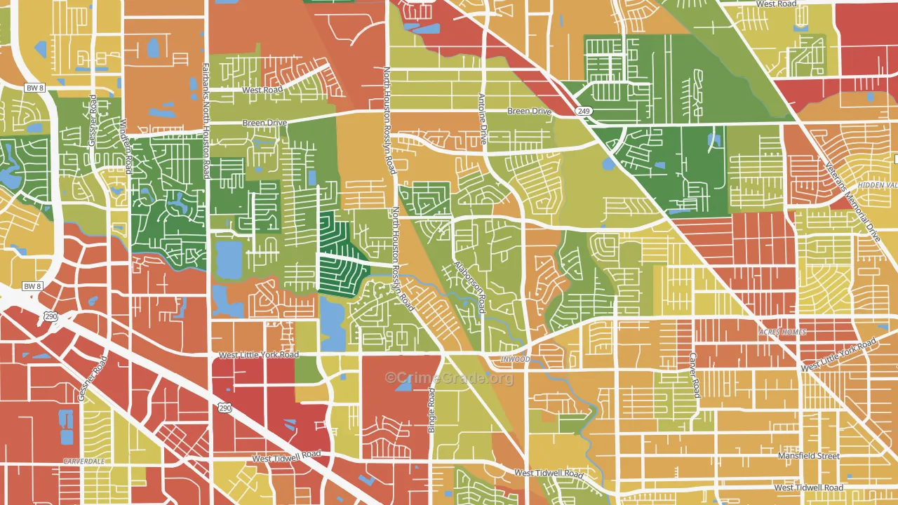 Near Northwest, Houston, TX Map of Theft Rates