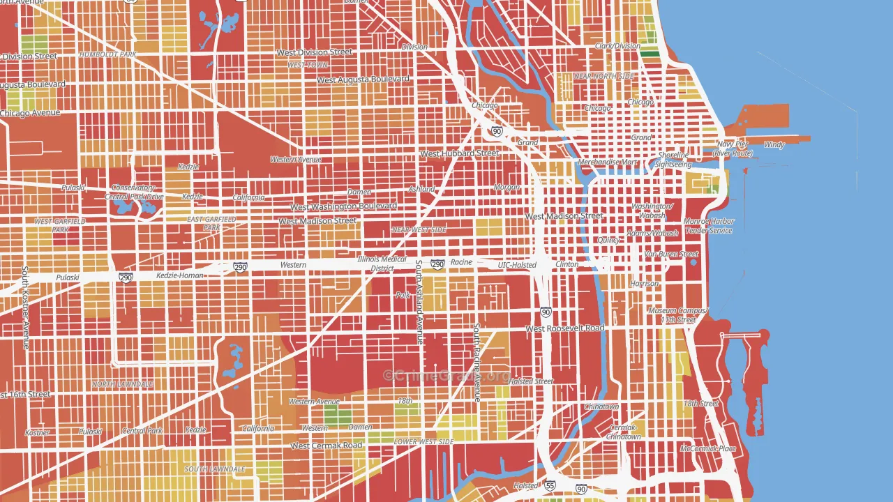 Near West Side, Chicago, IL Map of Theft Rates