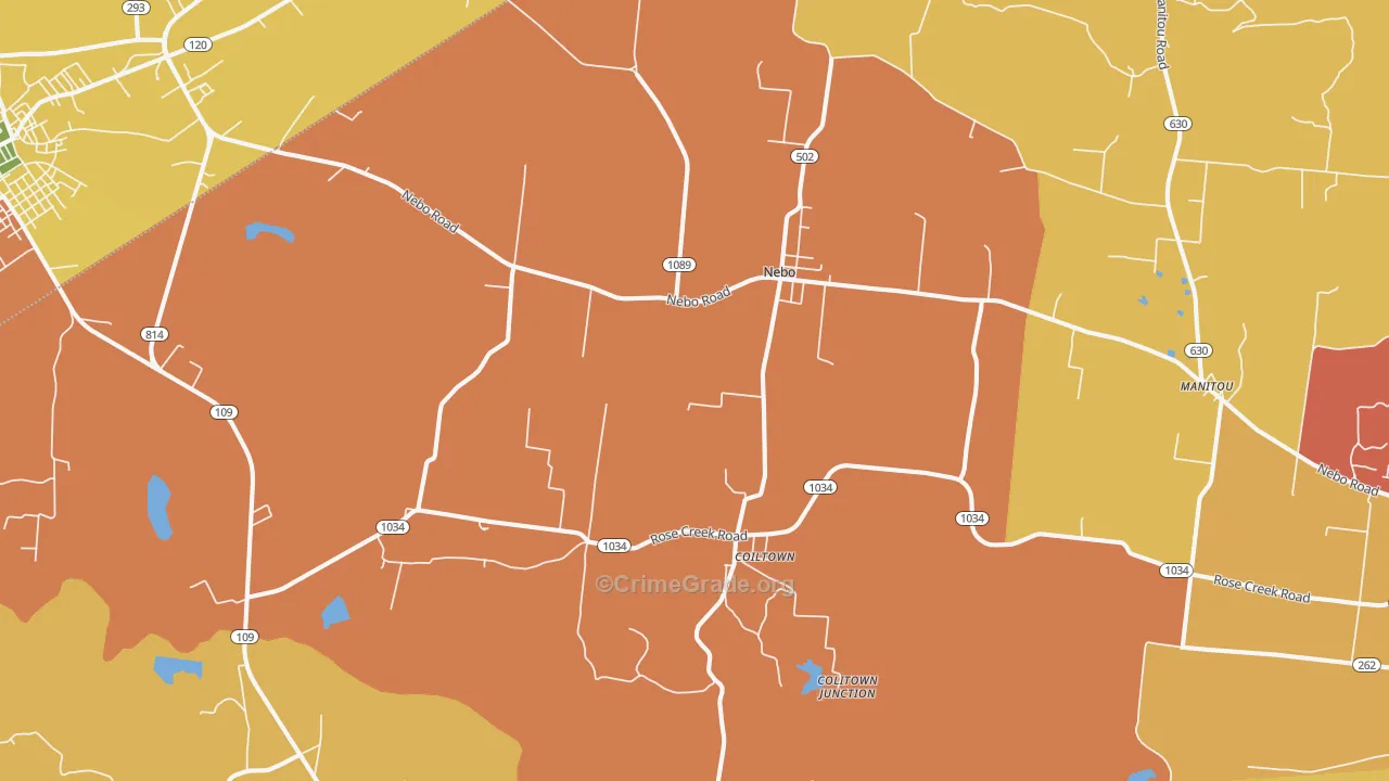 Nebo, KY Map of Theft Rates