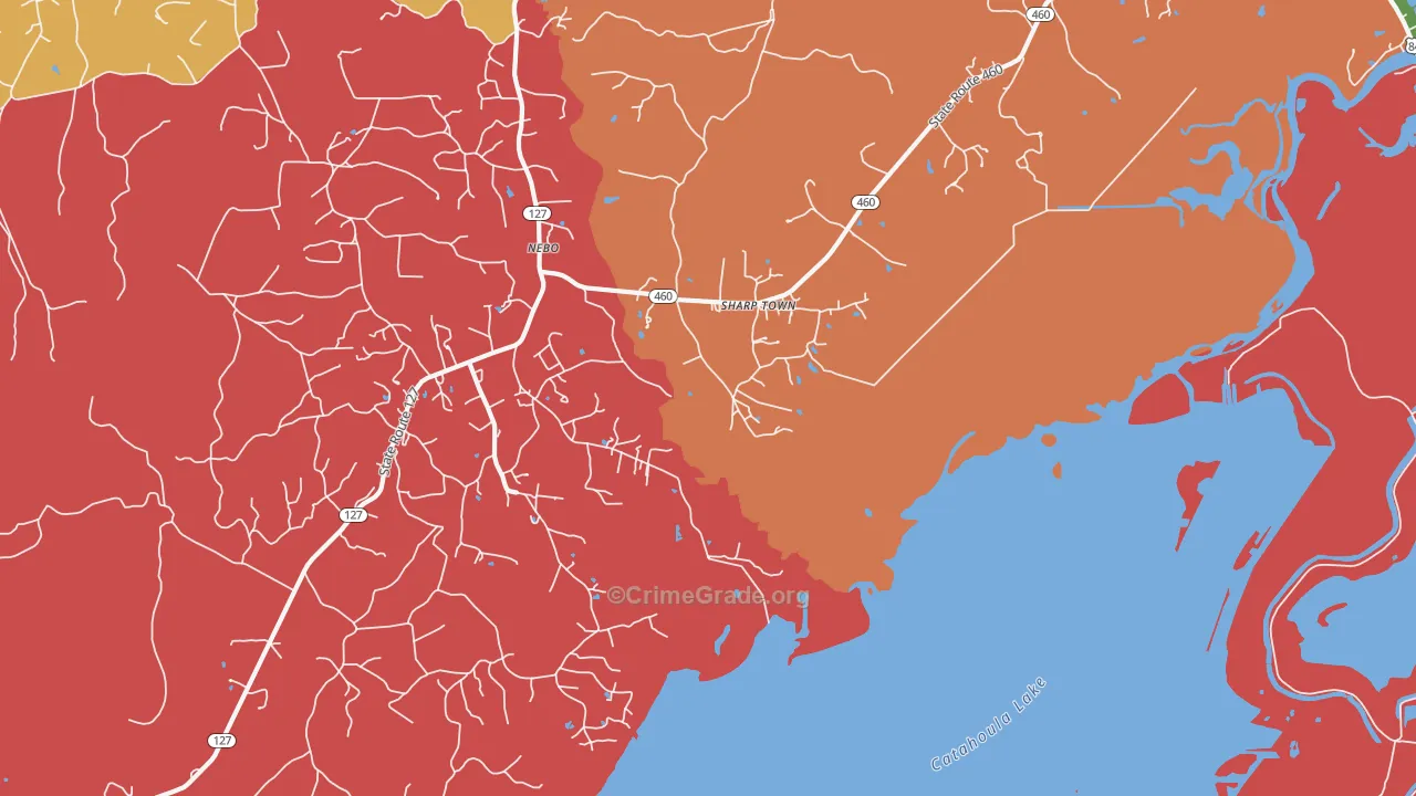 Nebo, LA Map of Theft Rates