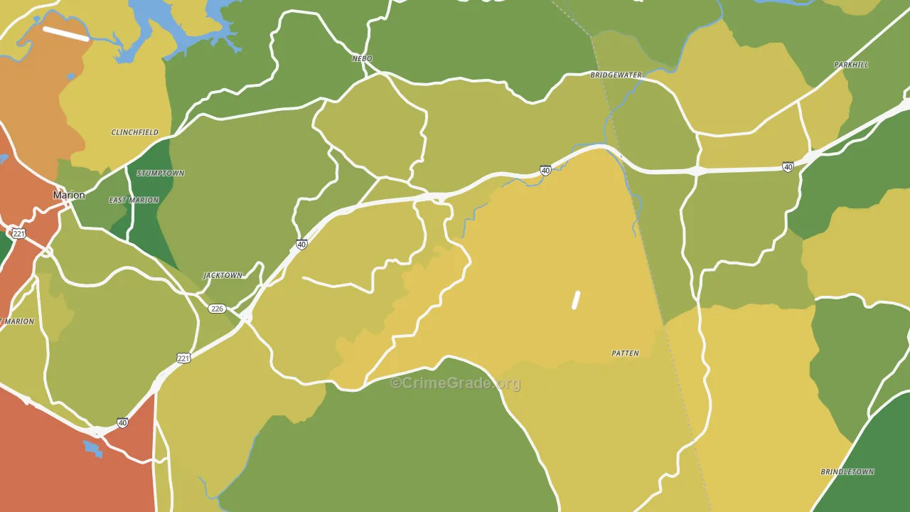 Nebo, NC Map of Theft Rates