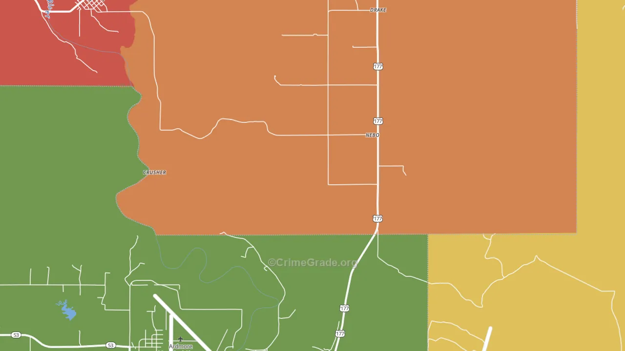 Nebo, OK Map of Theft Rates
