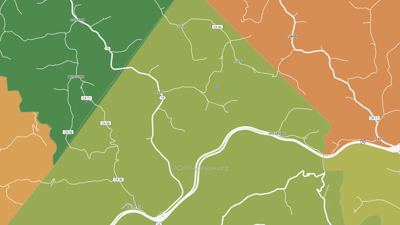 Nebo, WV Map of Theft Rates