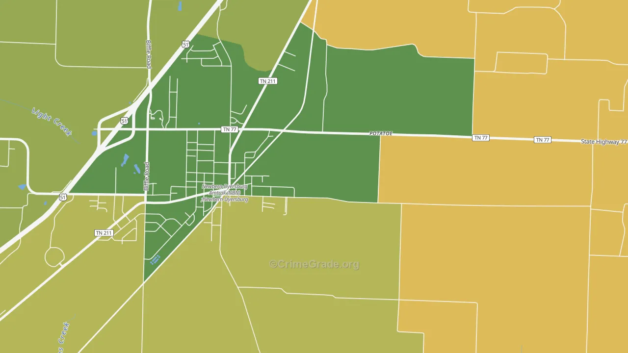 Neboville, TN Map of Theft Rates