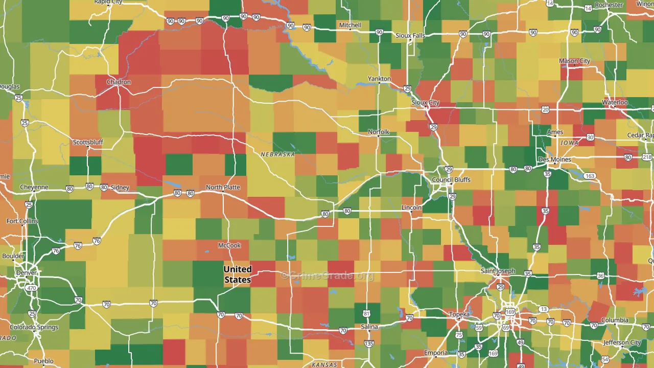 Nebraska Map of Theft Rates