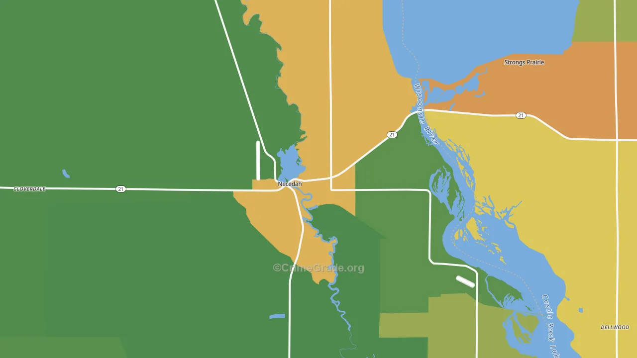 Necedah, WI Map of Theft Rates