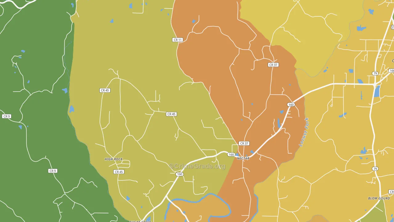 Nectar, AL Map of Theft Rates