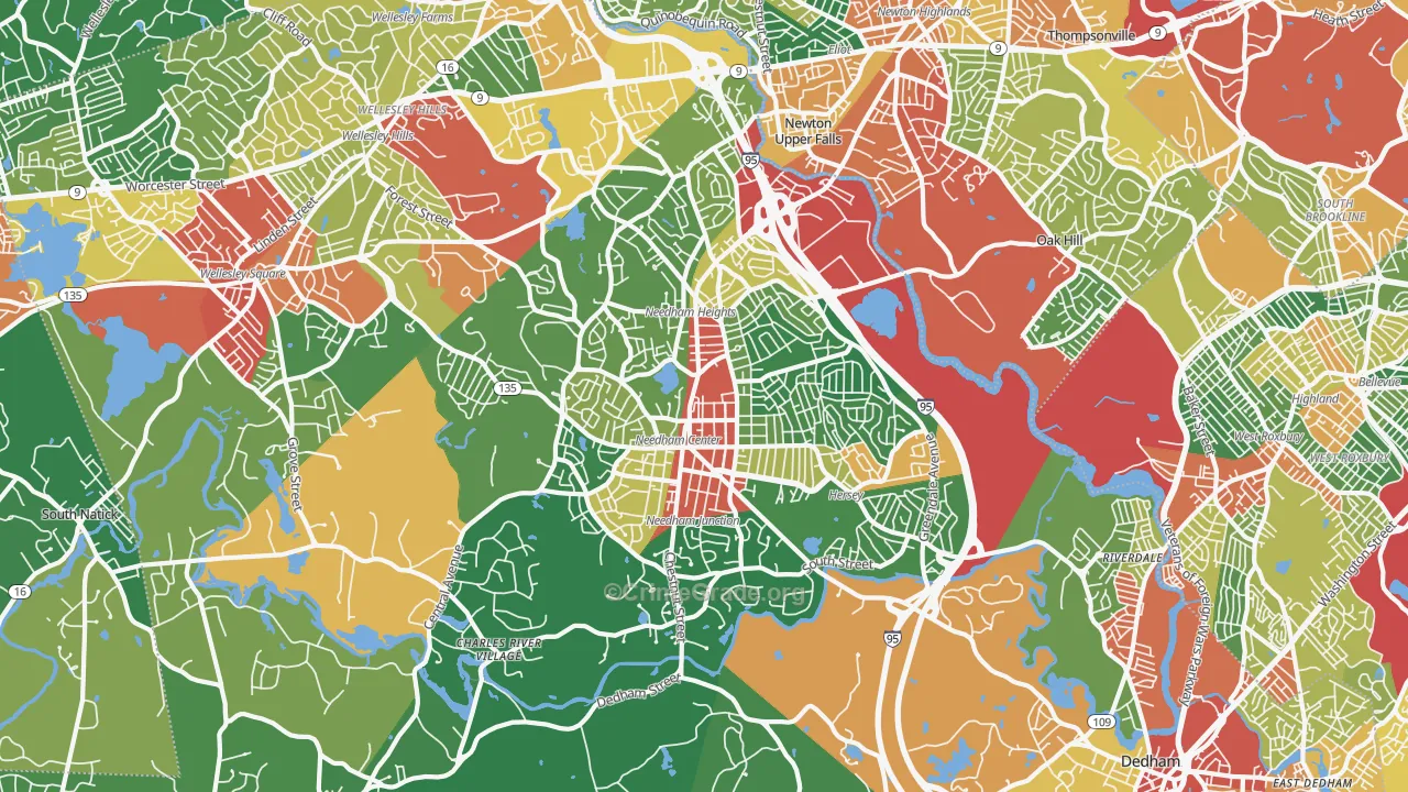 Needham, MA Map of Theft Rates