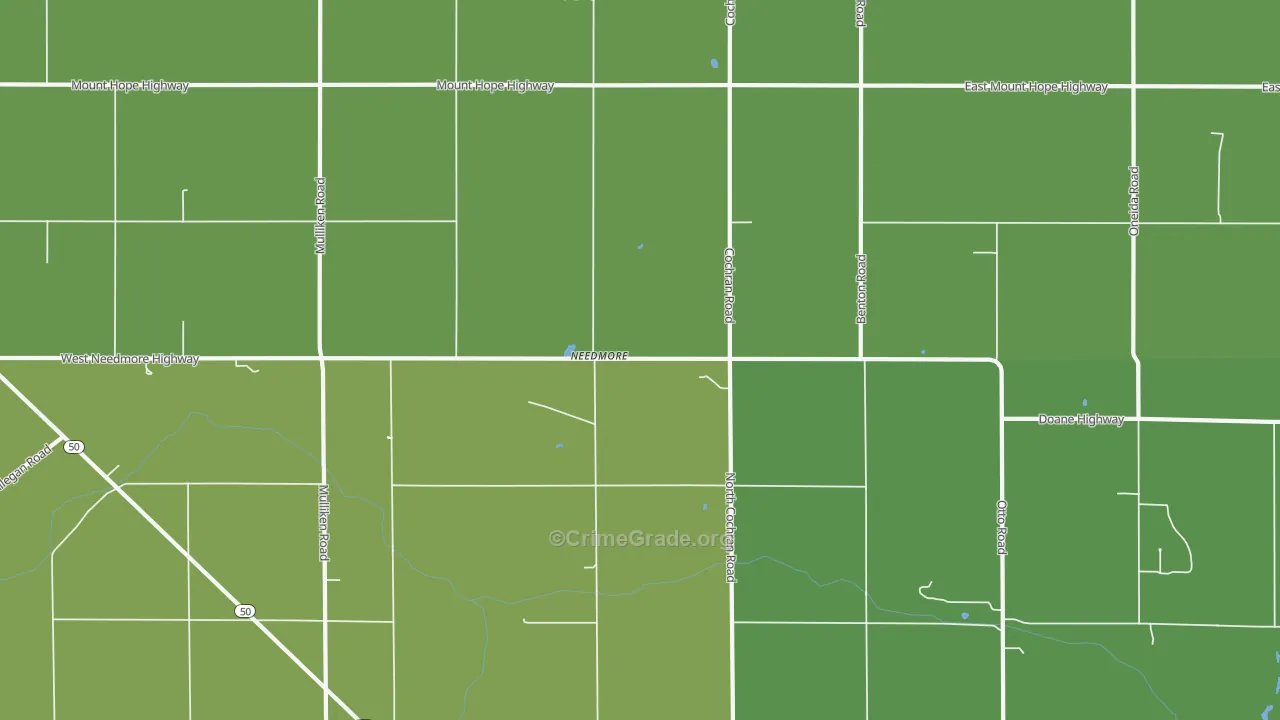 Needmore, MI Map of Theft Rates