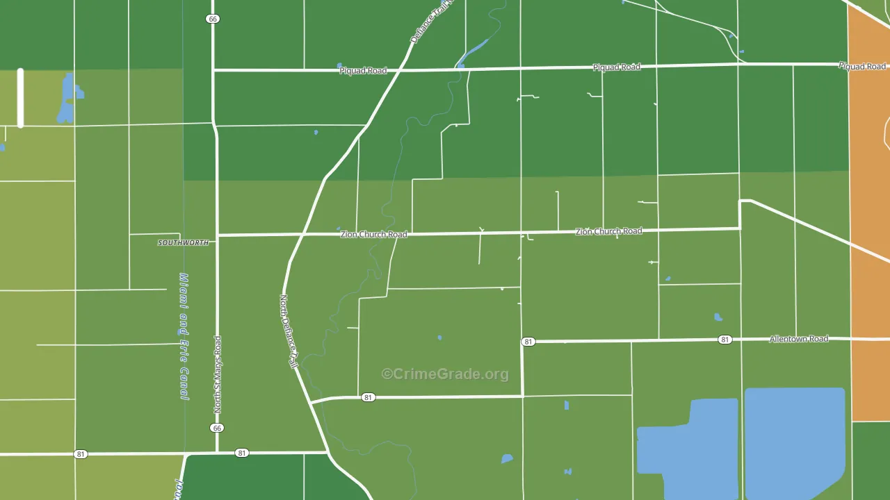 Needmore, OH Map of Theft Rates