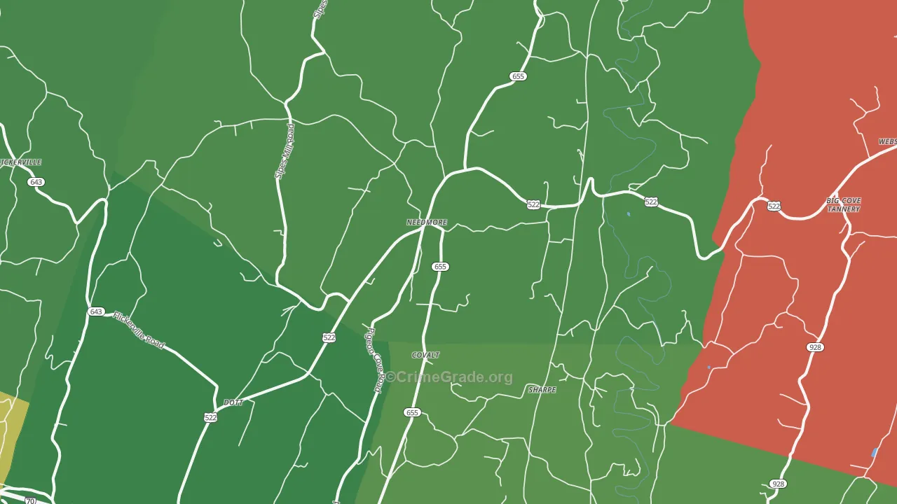 Needmore, PA Map of Theft Rates