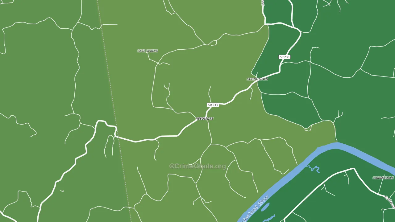 Needmore, TN Map of Theft Rates
