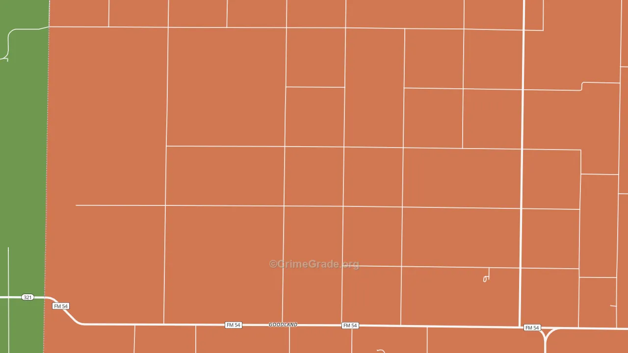Needmore, TX Map of Theft Rates