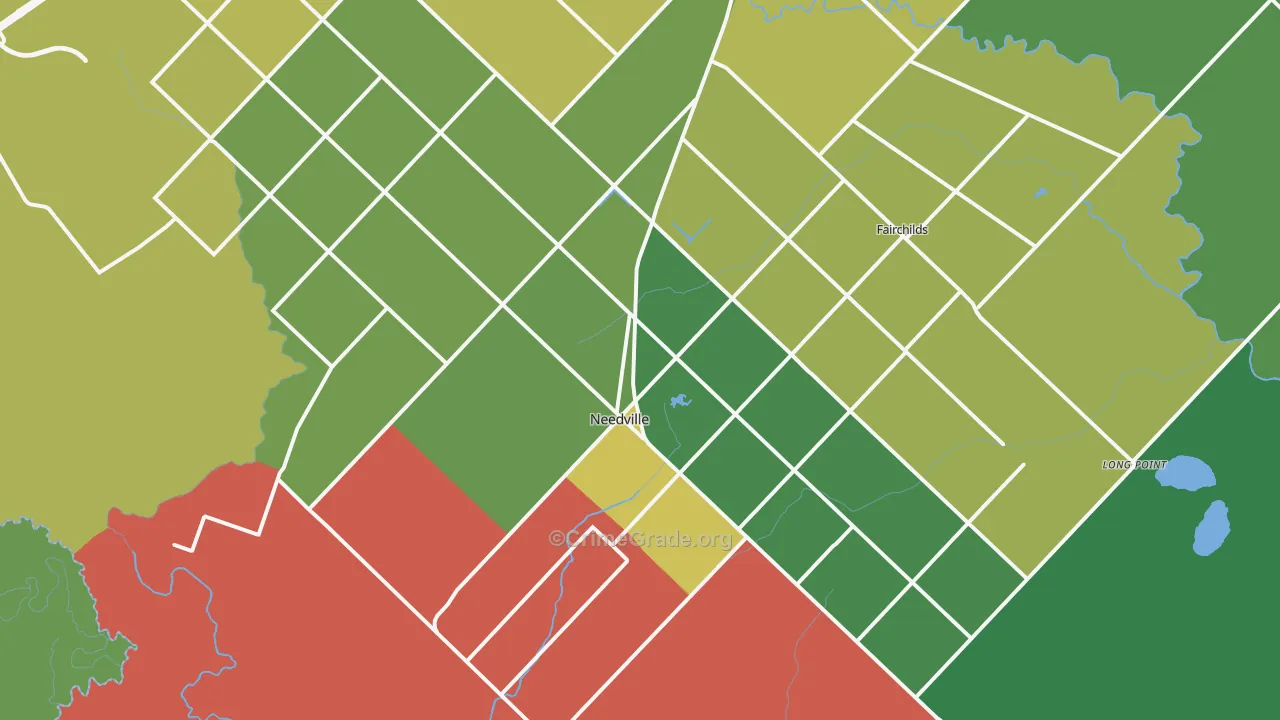 Needville, TX Map of Theft Rates