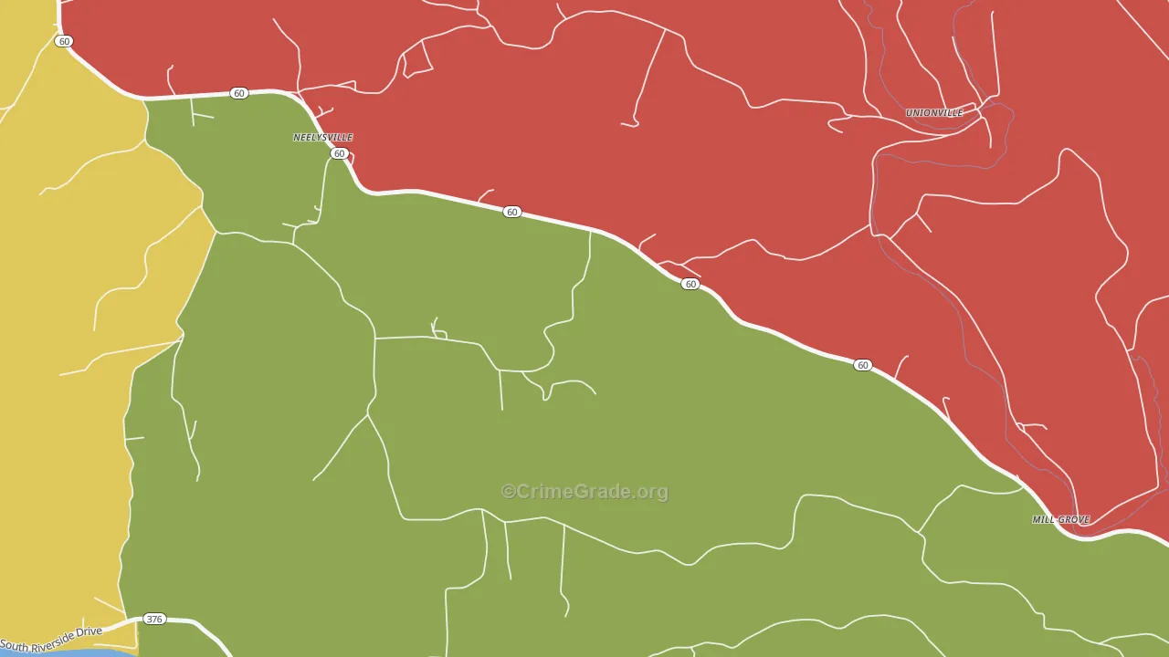 Neelysville, OH Map of Theft Rates