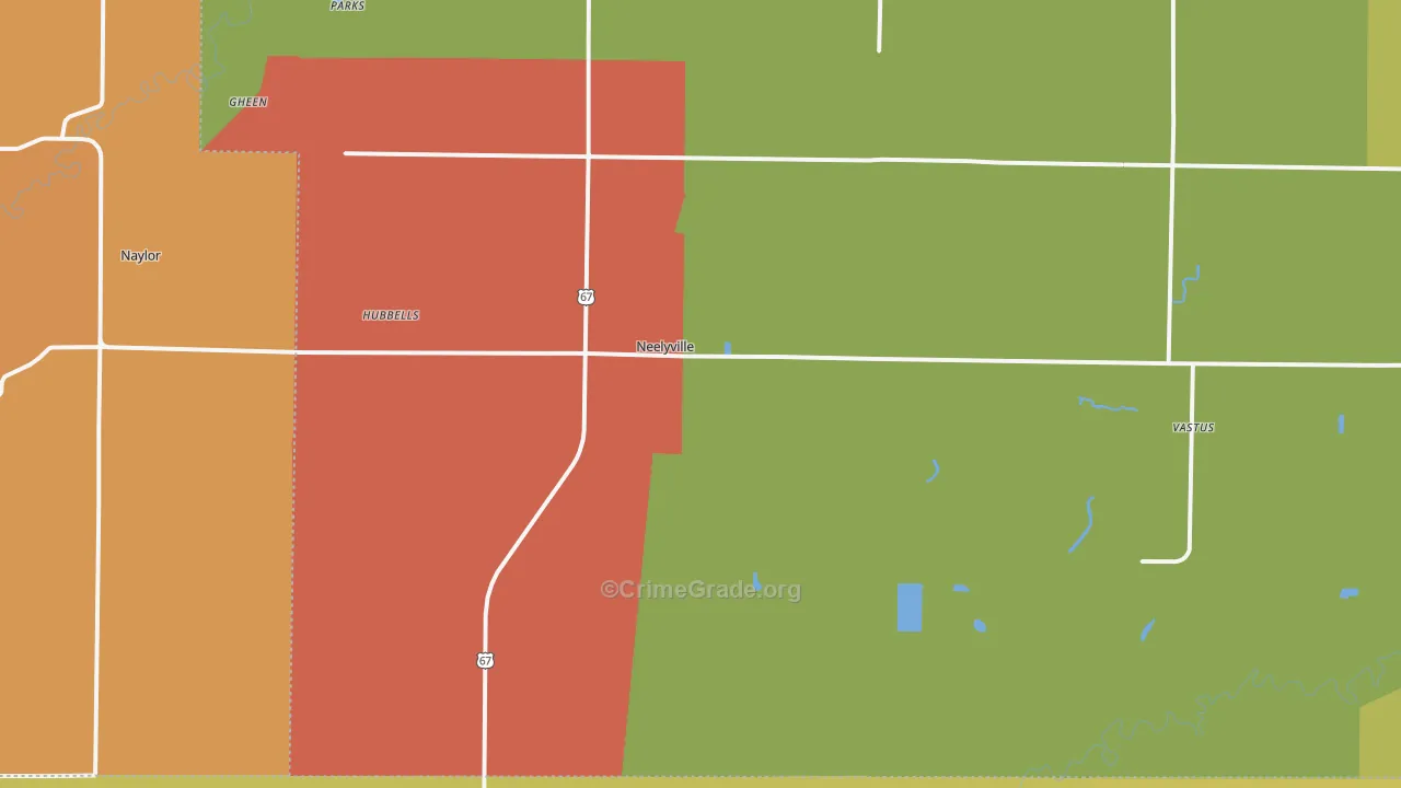 Neelyville, MO Map of Theft Rates