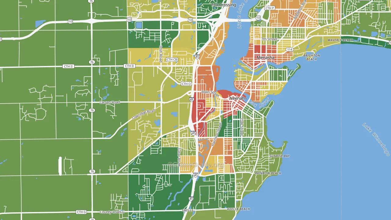 Neenah, WI Map of Theft Rates