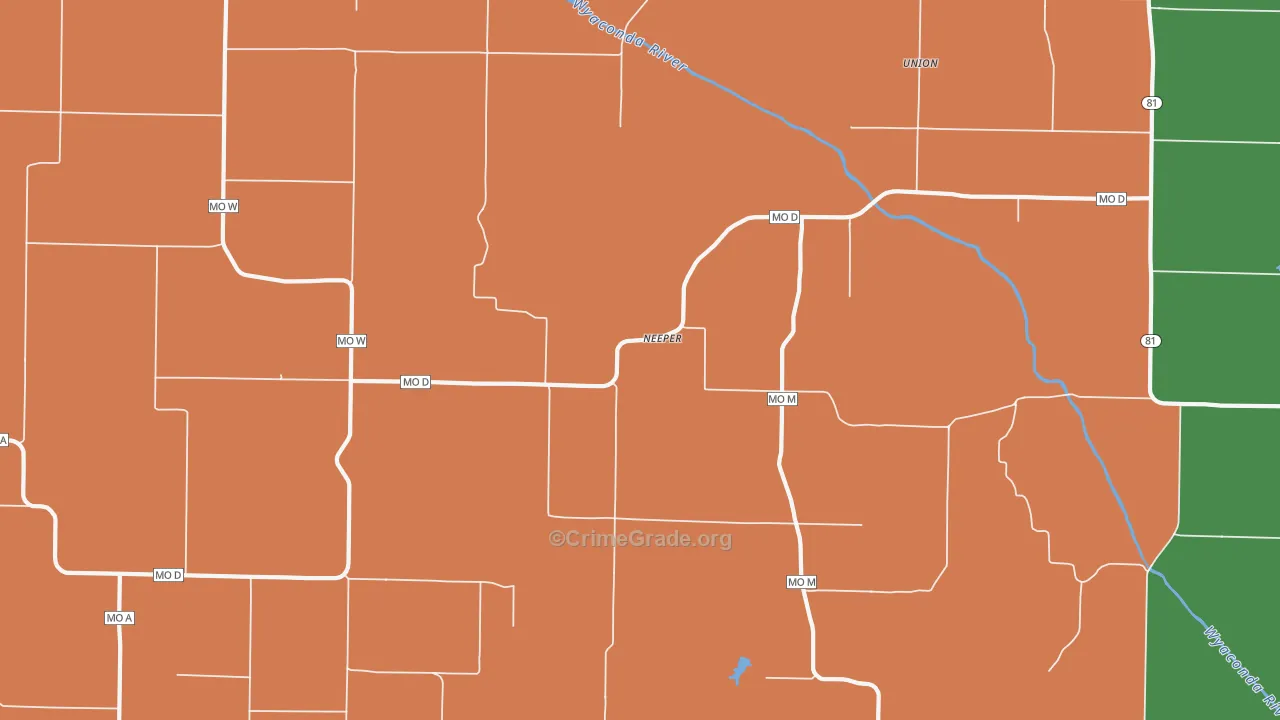 Neeper, MO Map of Theft Rates