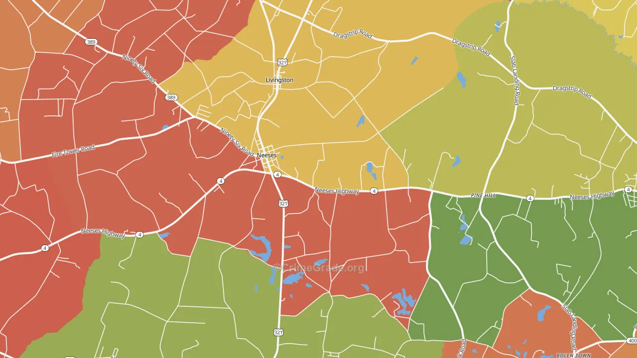 Neeses, SC Map of Theft Rates