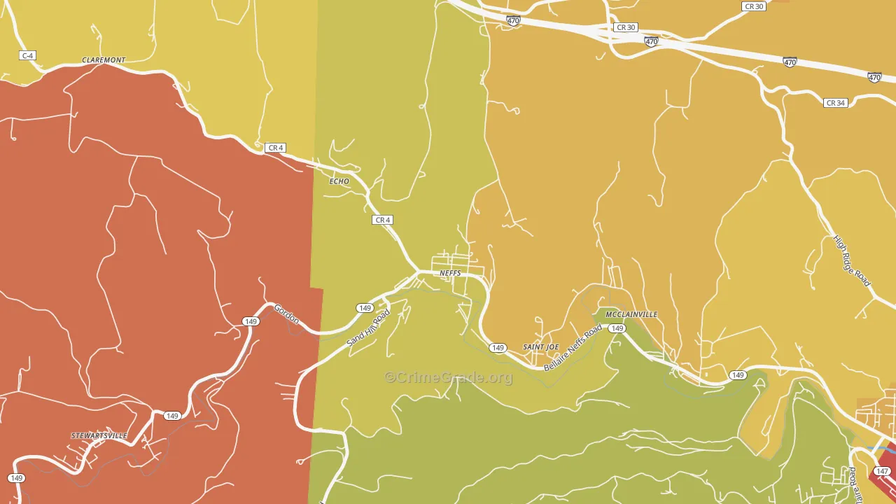 Neffs, OH Map of Theft Rates