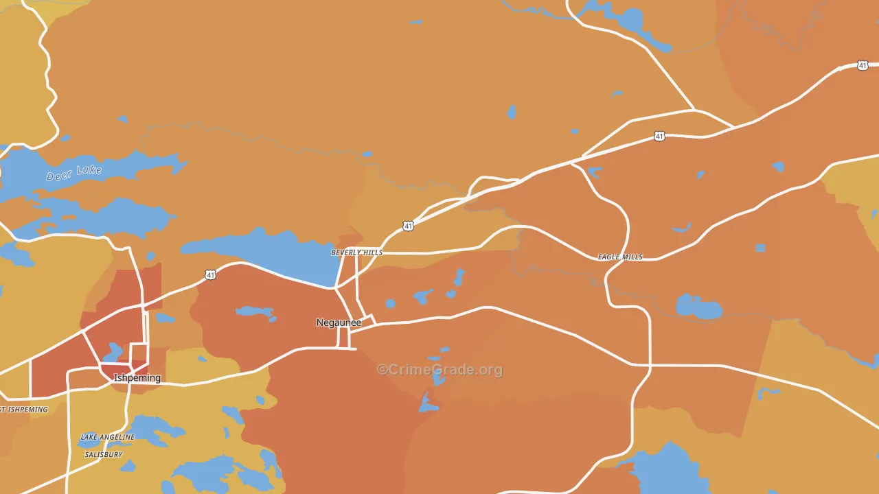 Negaunee, MI Map of Theft Rates