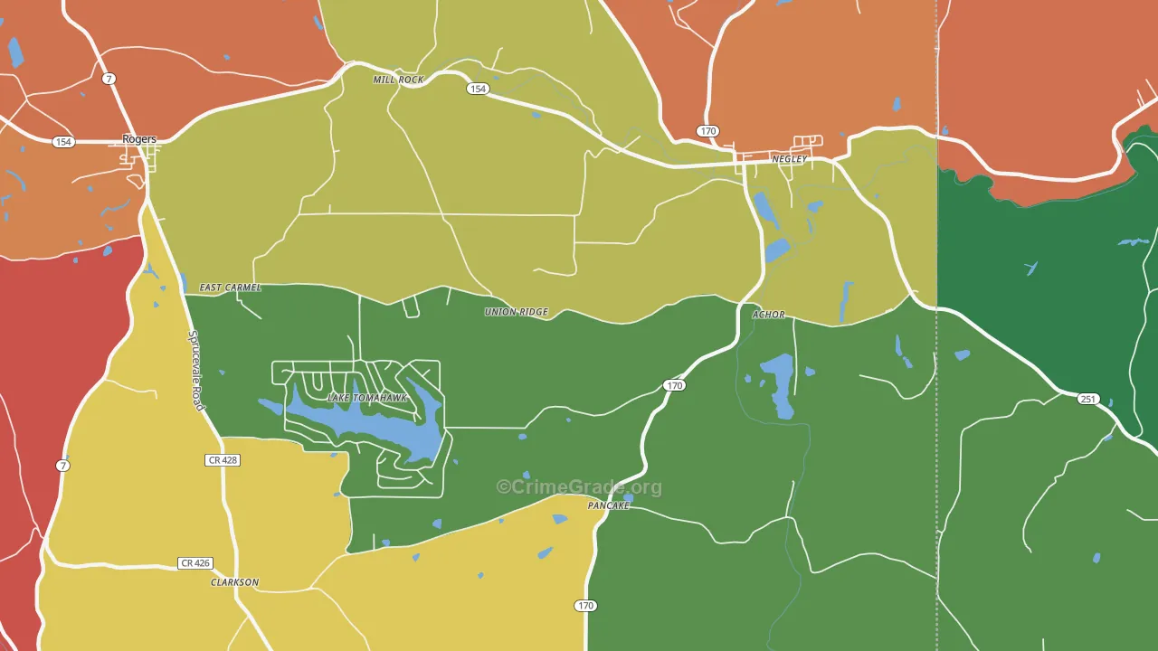 Negley, OH Map of Theft Rates