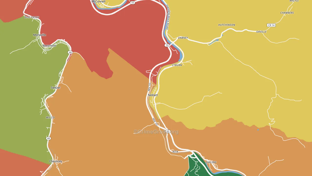 Neibert, WV Map of Theft Rates