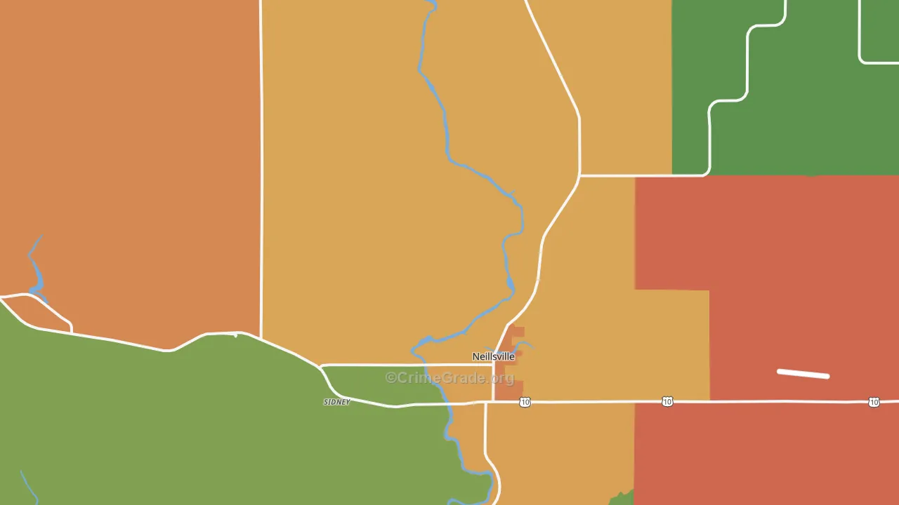 Neillsville, WI Map of Theft Rates