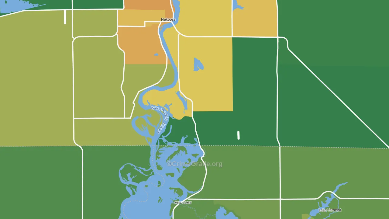 Nekoosa, WI Map of Theft Rates