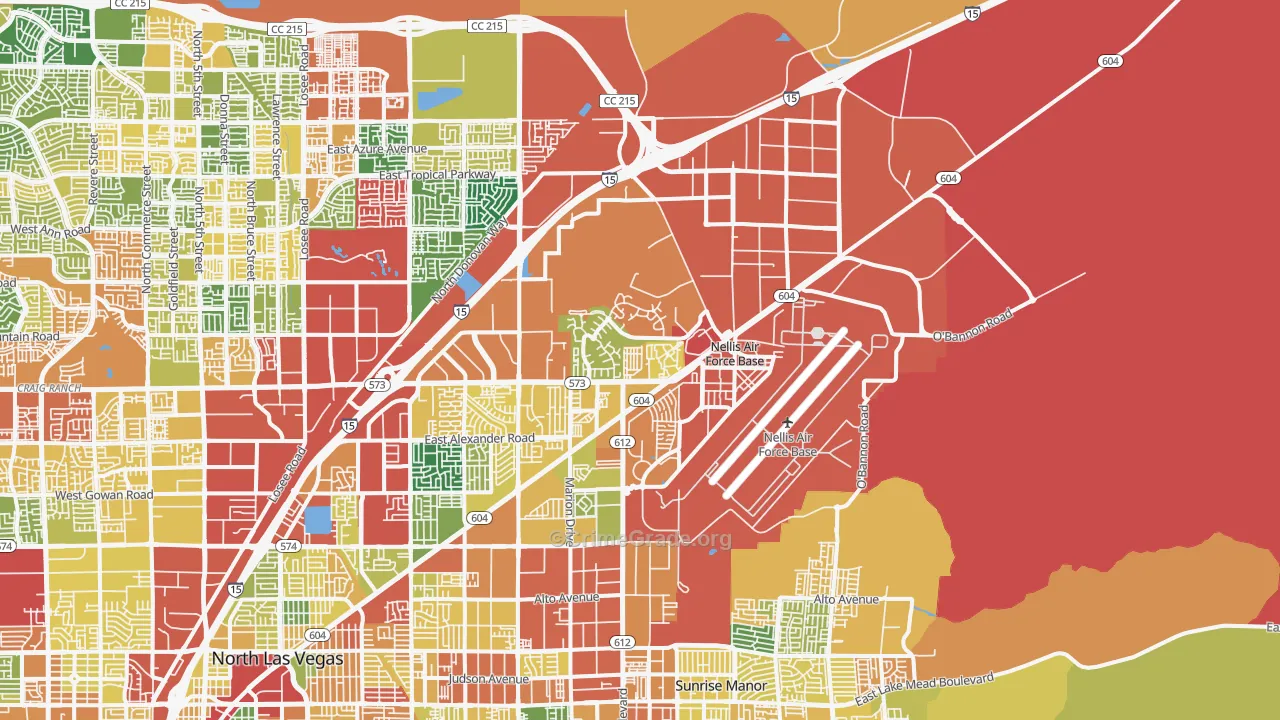 Nellis Afb, NV Map of Theft Rates
