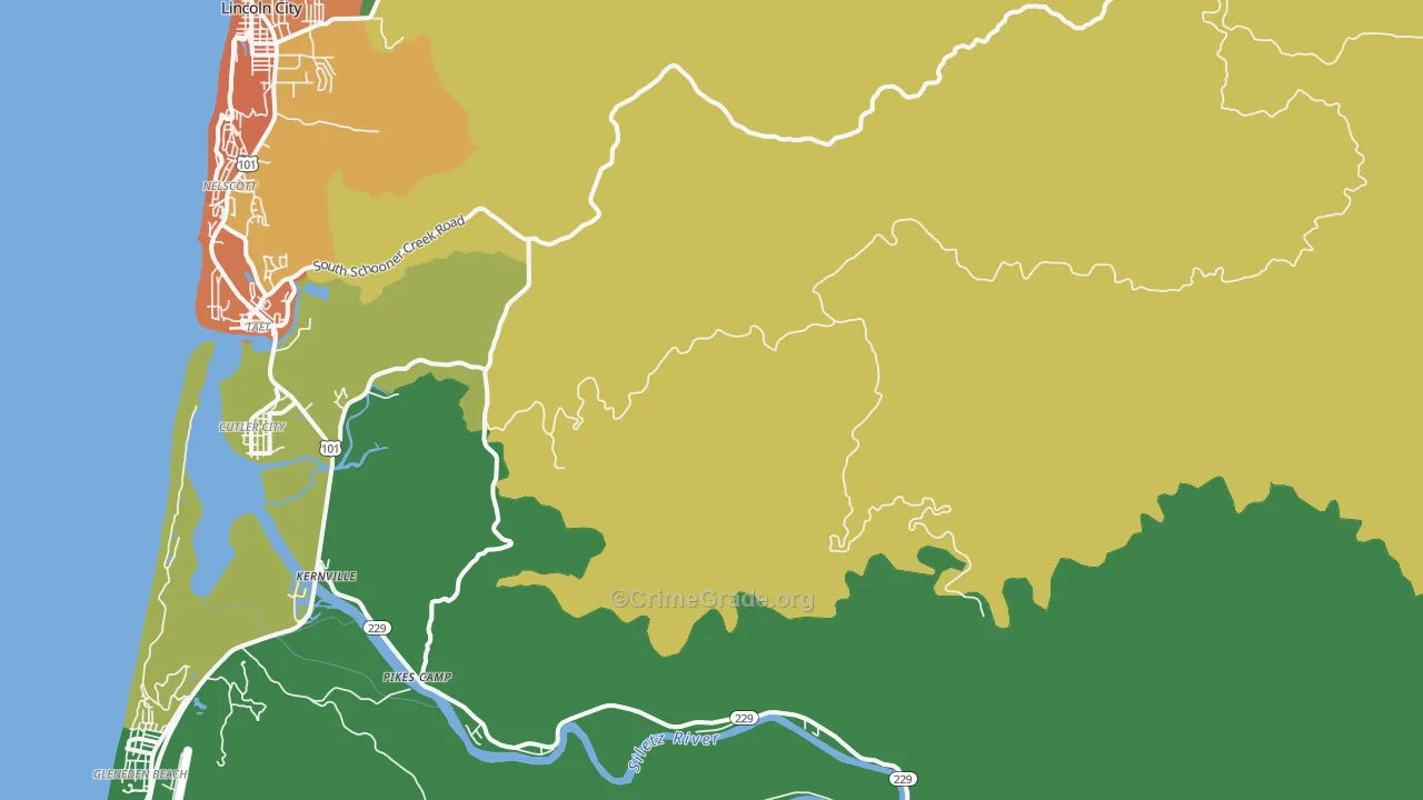 Nelscott, OR Map of Theft Rates