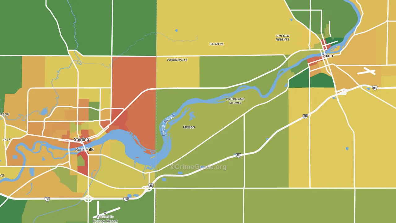 Nelson, IL Map of Theft Rates