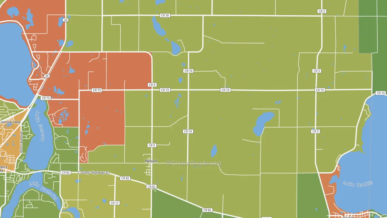 Nelson, MN Map of Theft Rates