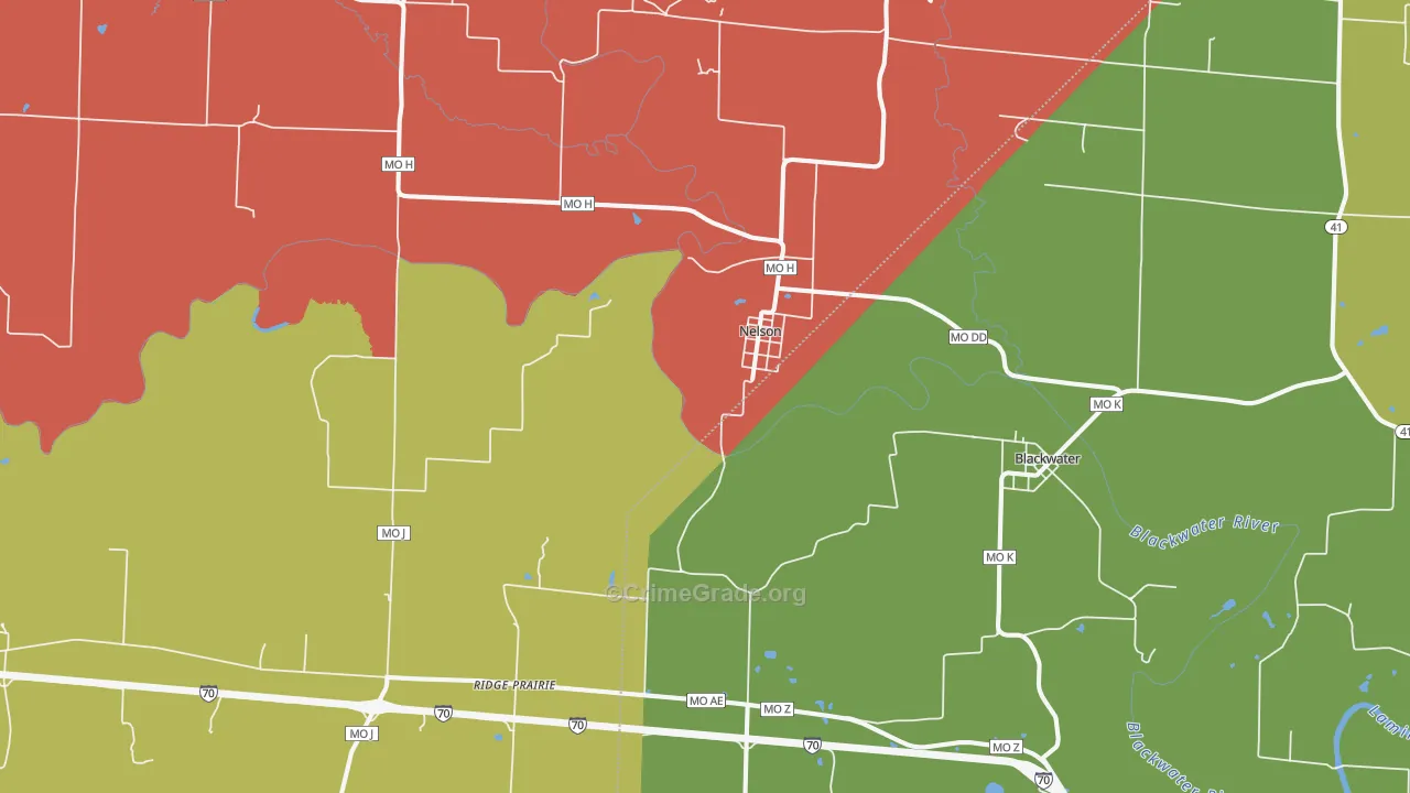 Nelson, MO Map of Theft Rates