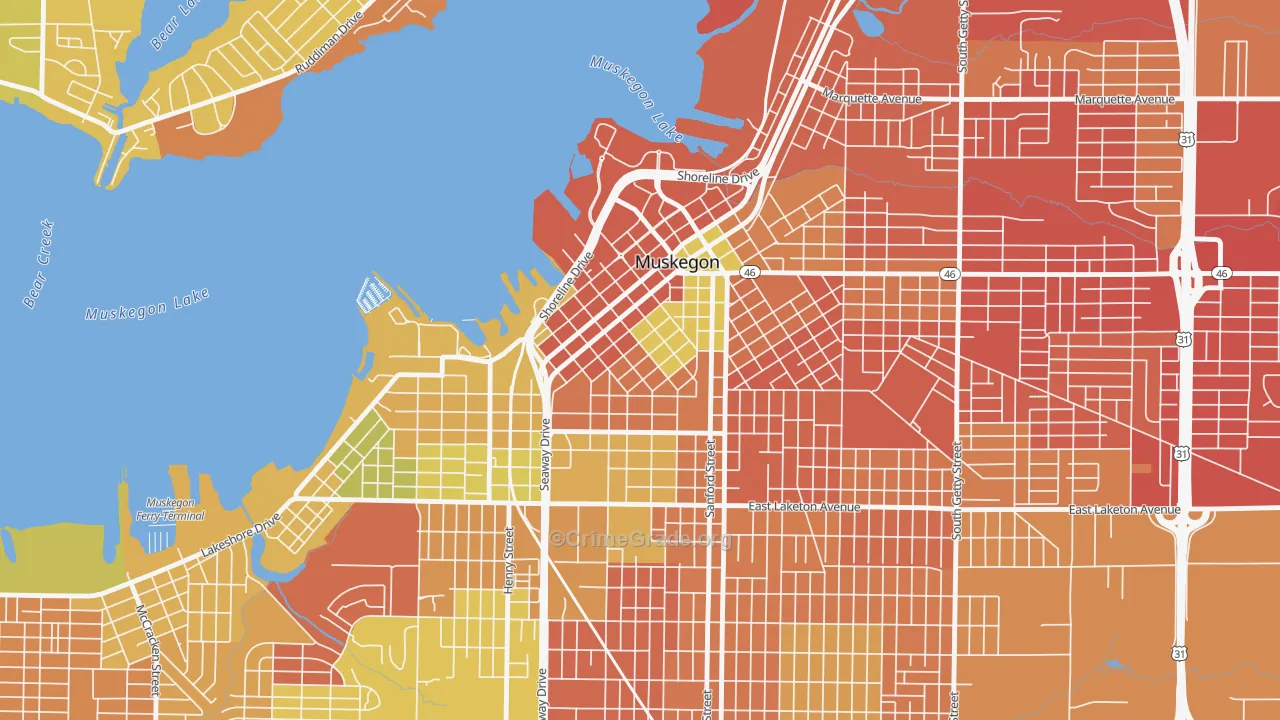 Nelson, Muskegon, MI Map of Theft Rates