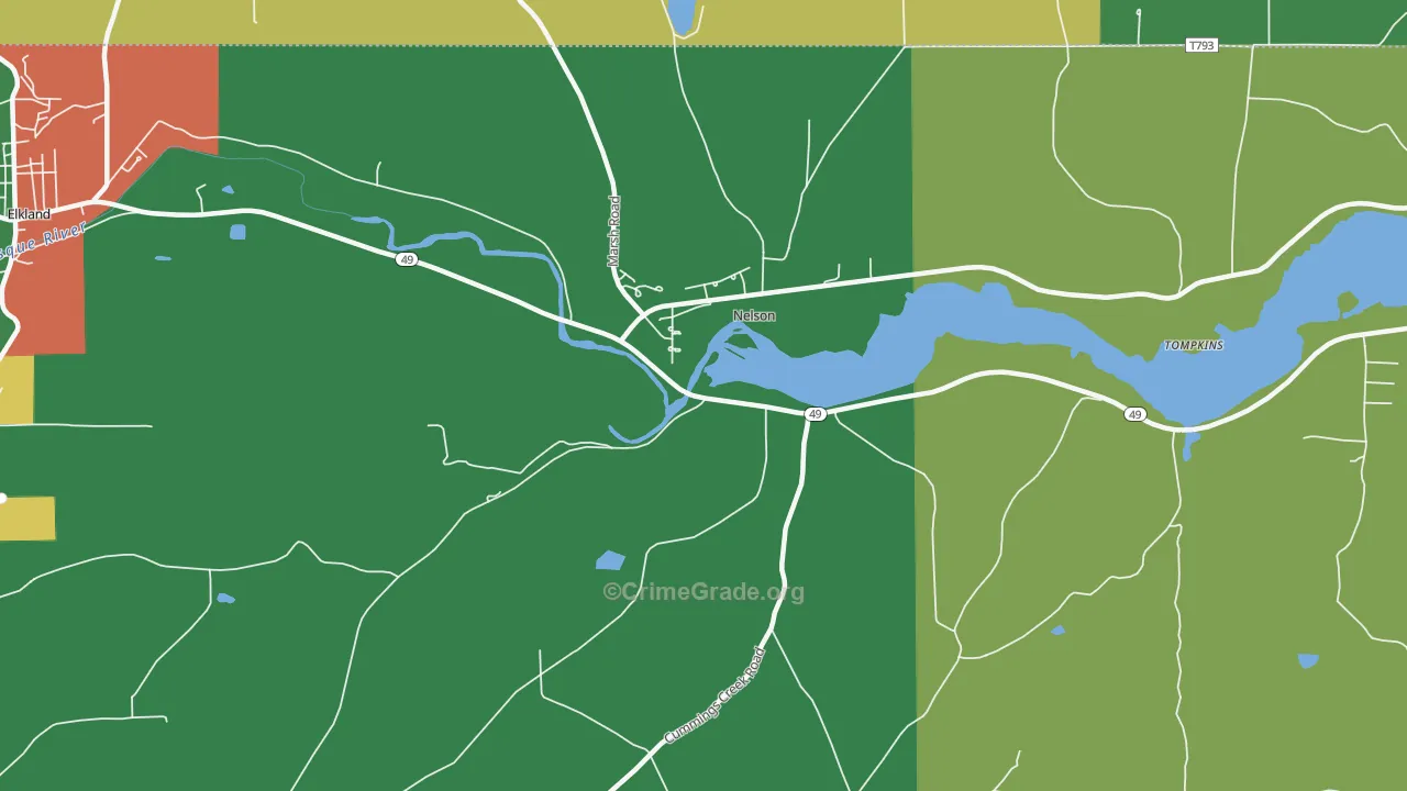 Nelson, PA Map of Theft Rates