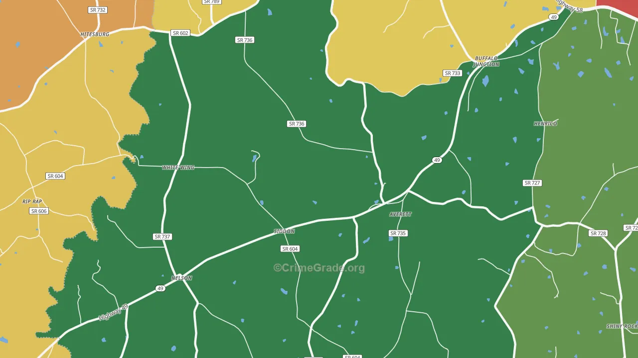 Nelson, VA Map of Theft Rates