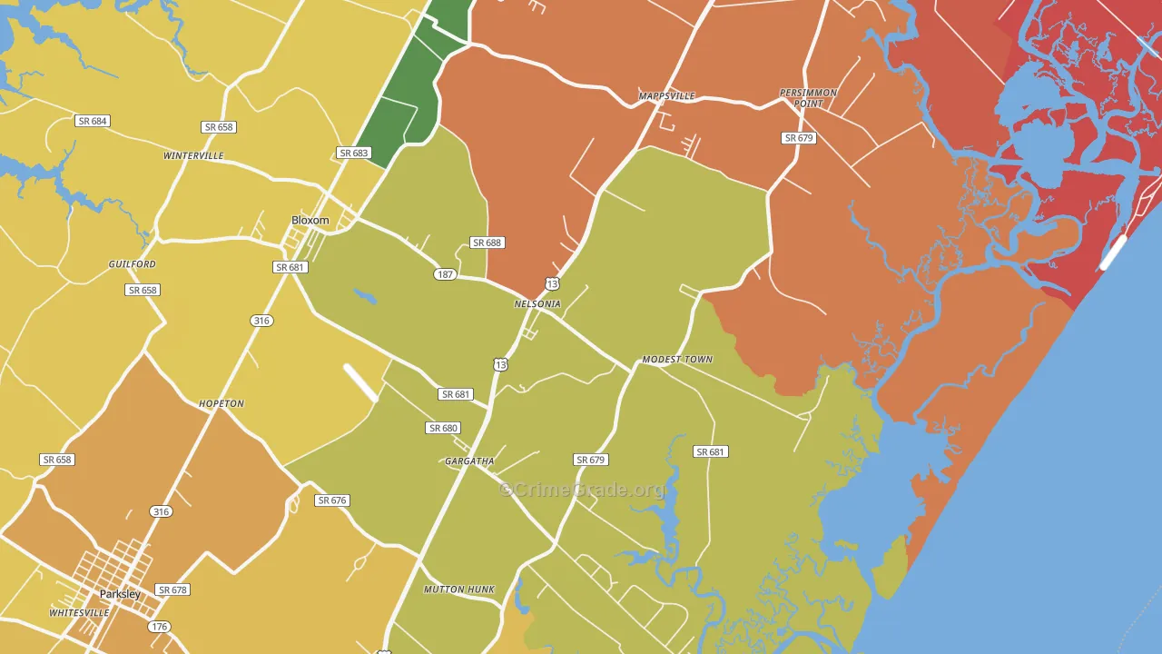 Nelsonia, VA Map of Theft Rates