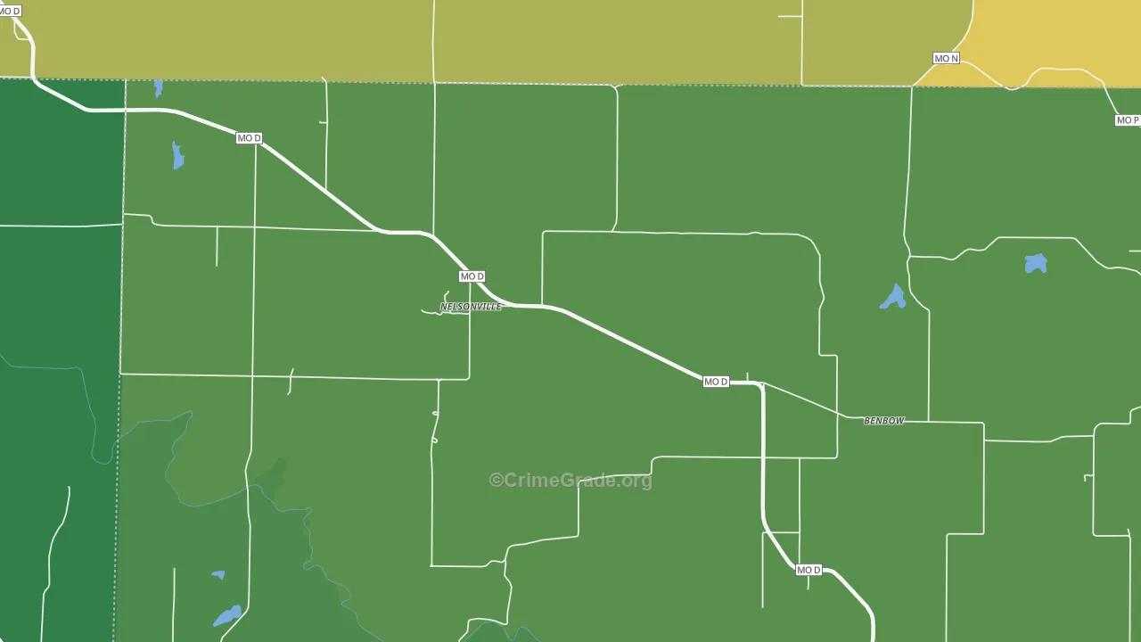 Nelsonville, MO Map of Theft Rates