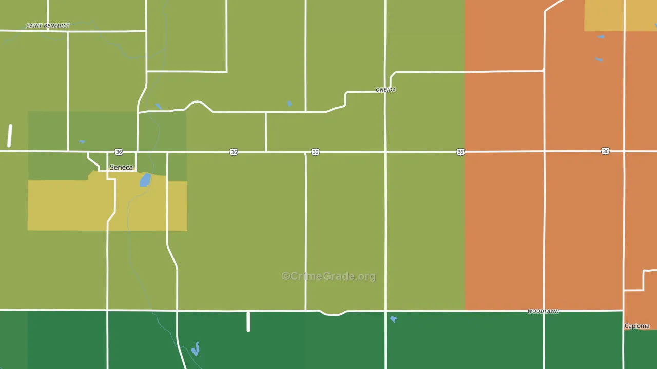 Nemaha County, KS Map of Theft Rates