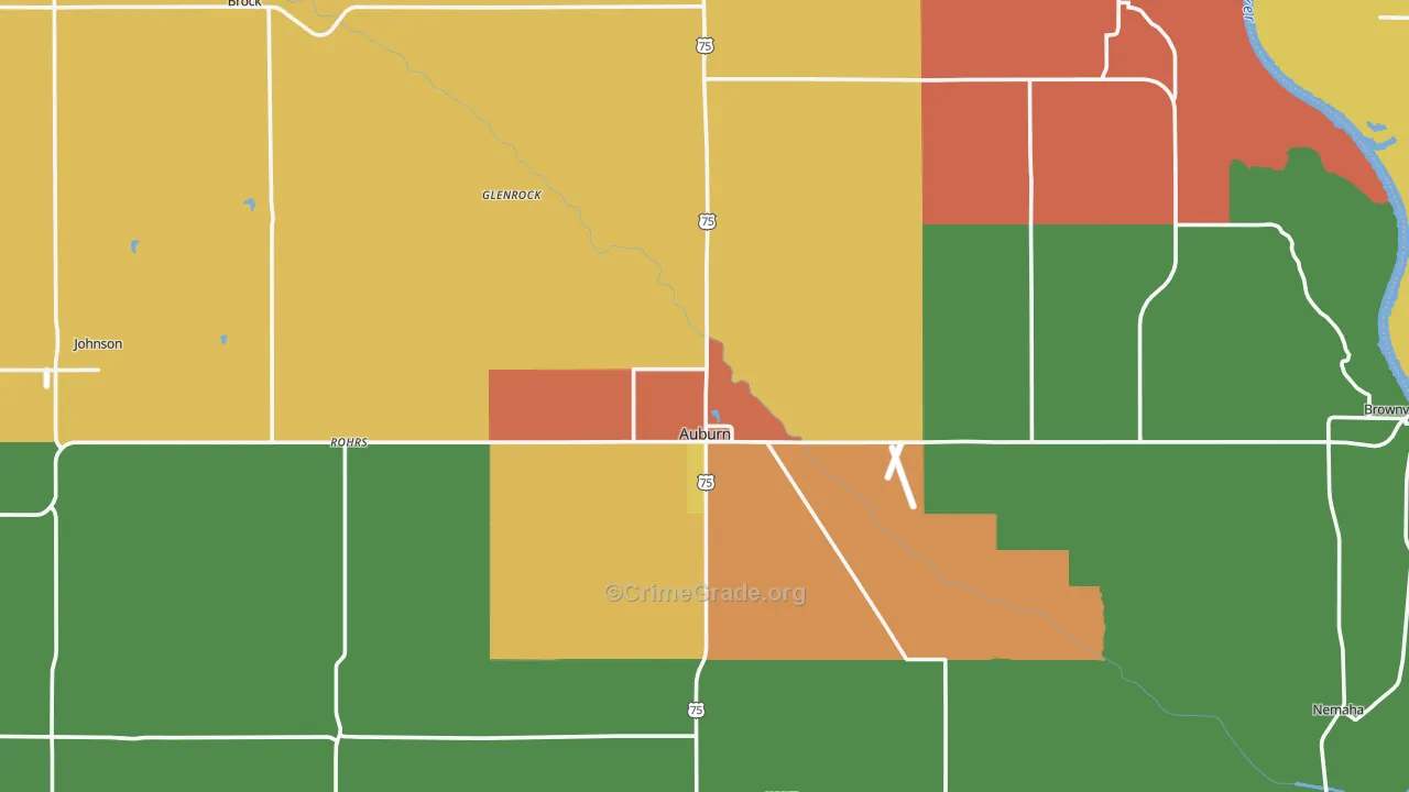 Nemaha County, NE Map of Theft Rates
