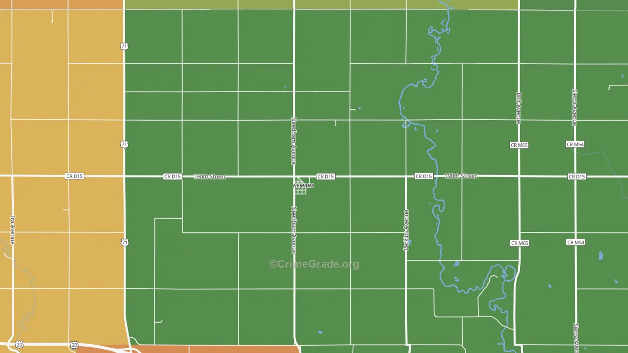 Nemaha, IA Map of Theft Rates